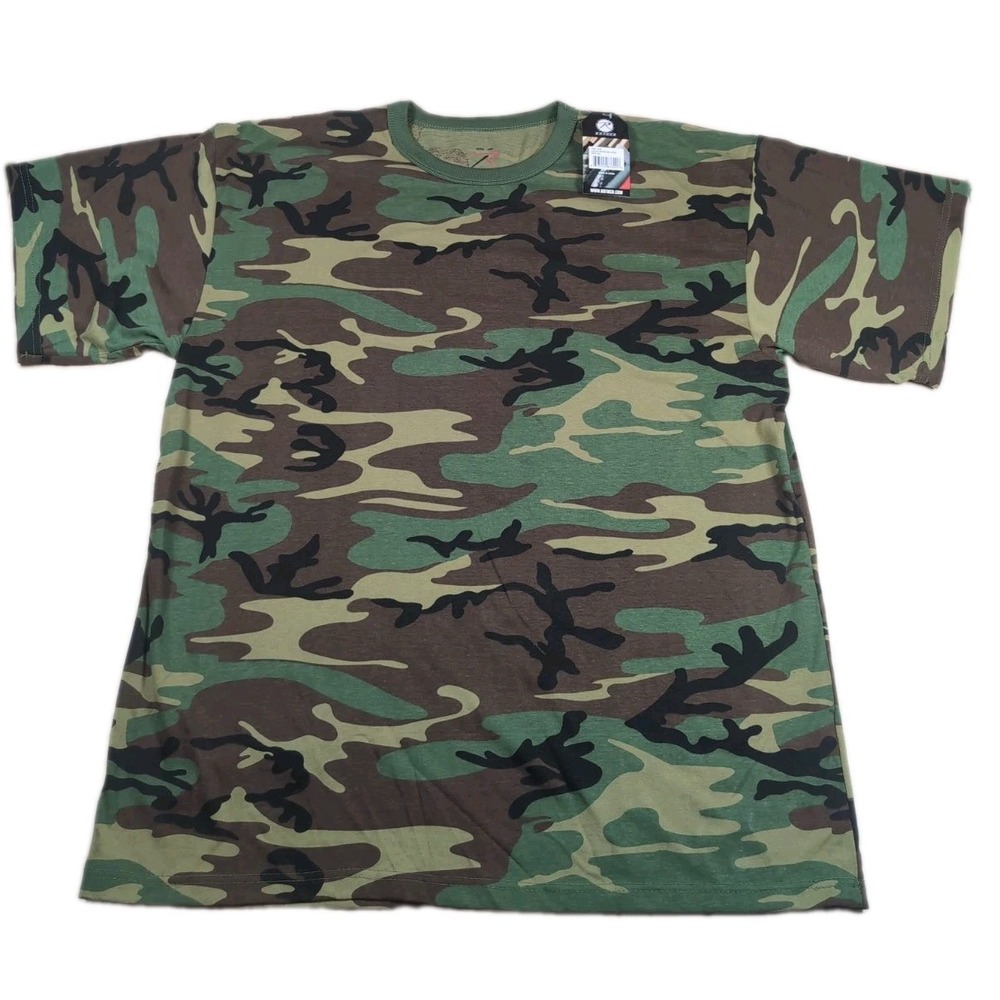 NWT Rothco Size 2XL Army Green Woodland Camo Camouflage T Shirt